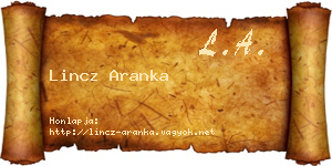 Lincz Aranka névjegykártya